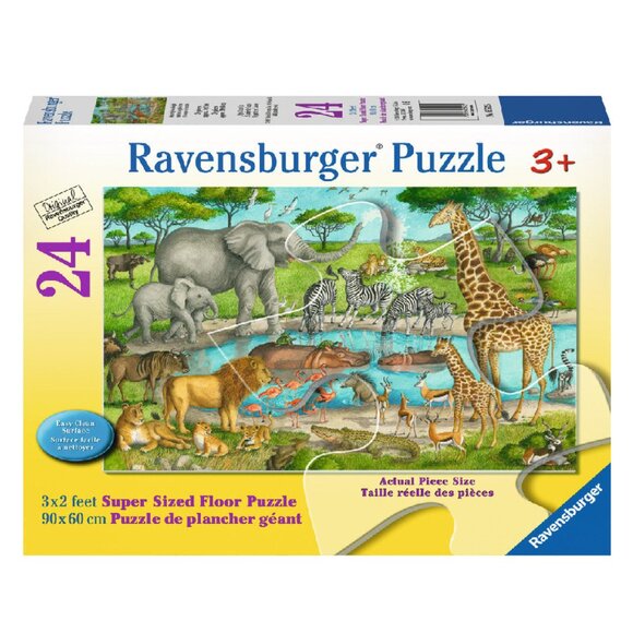 New sealed Ravensburger  Supersize Floor Puzzle 24 Pc Wild Animals and Pond - Picture 1 of 16